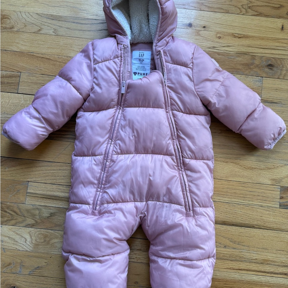 GAP Light Pink Hooded Baby Snowsuit